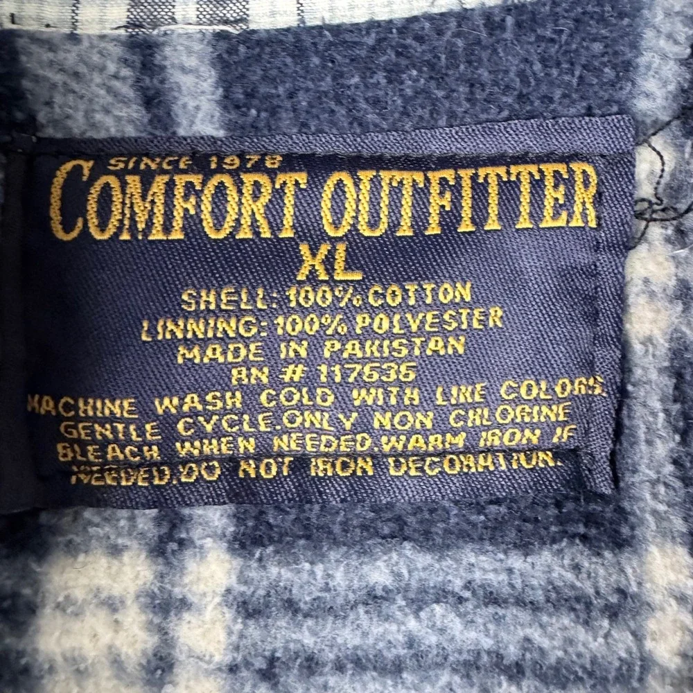 Comfort Outfitters Mens Cotton‎ XL Flannel Lined Plaid Shirt Jacket Long Sleeve